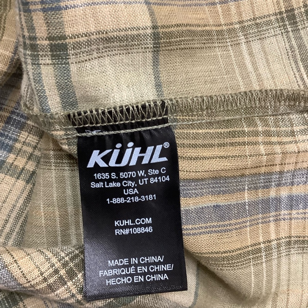 Kuhl Linen Blend Plaid Short Sleeve Shirt Button Down - Picture 8 of 9